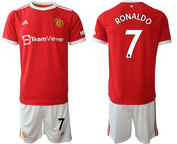 Youth Red Manchester United #7 Cristiano Ronaldo Home Soccer Jersey Suit